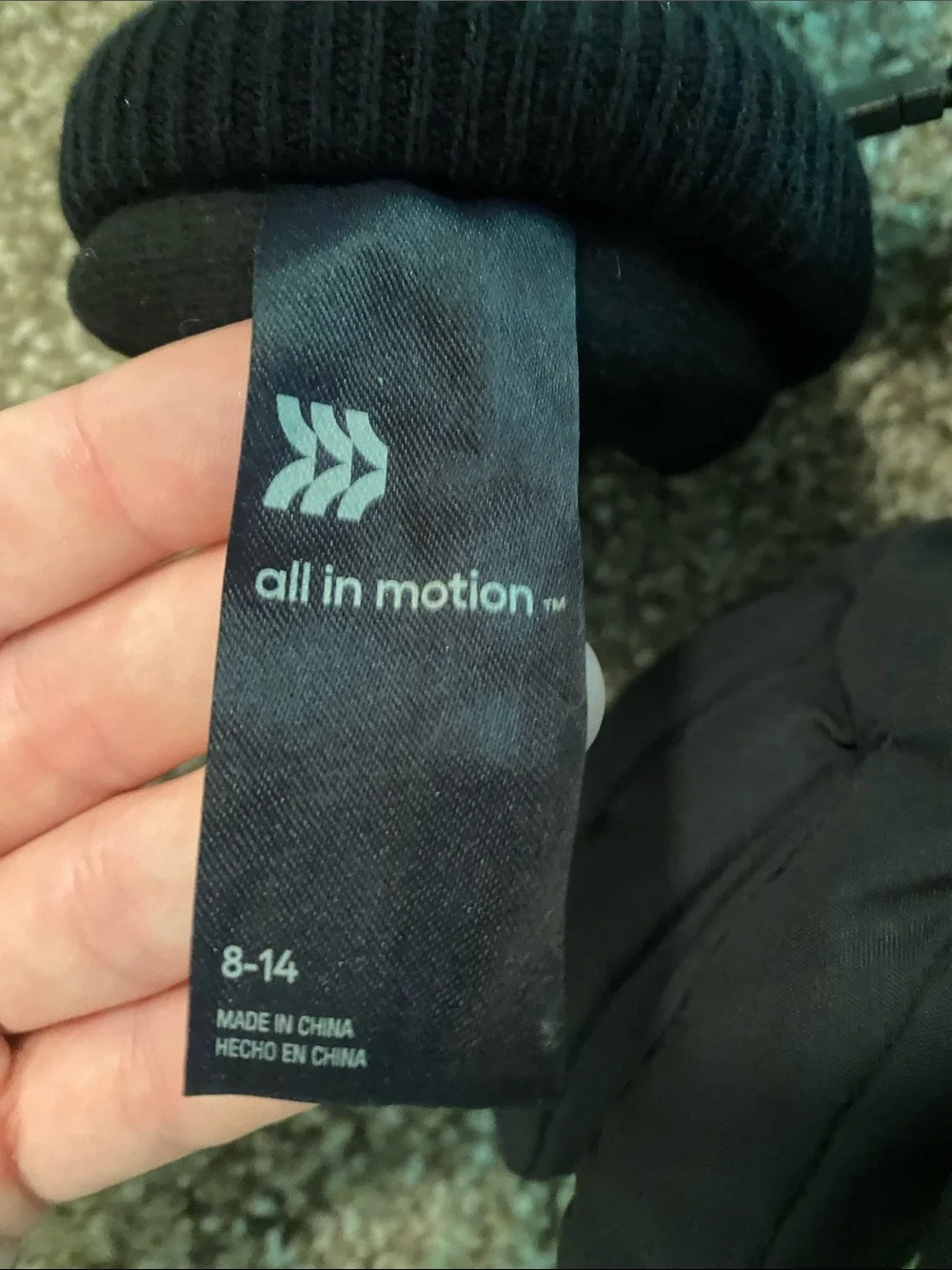 all in motion Black Kids Winter Mittens with Adjustable Strap